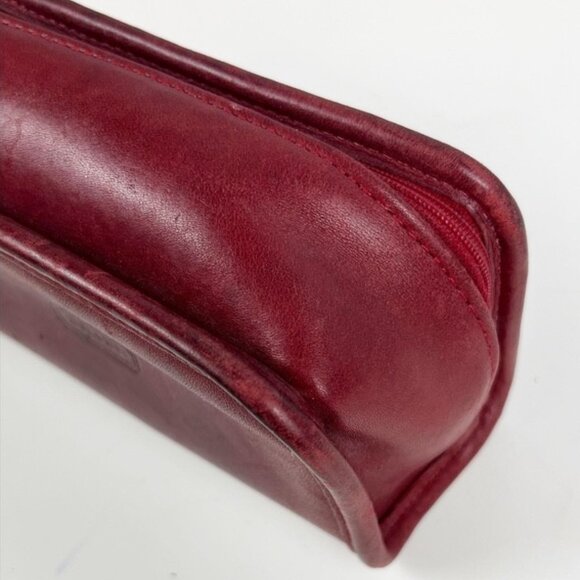 Coach Vintage Chunky Chubby Smooth Red Leather Zip Makeup Cosmetic Travel Case - Picture 7 of 16